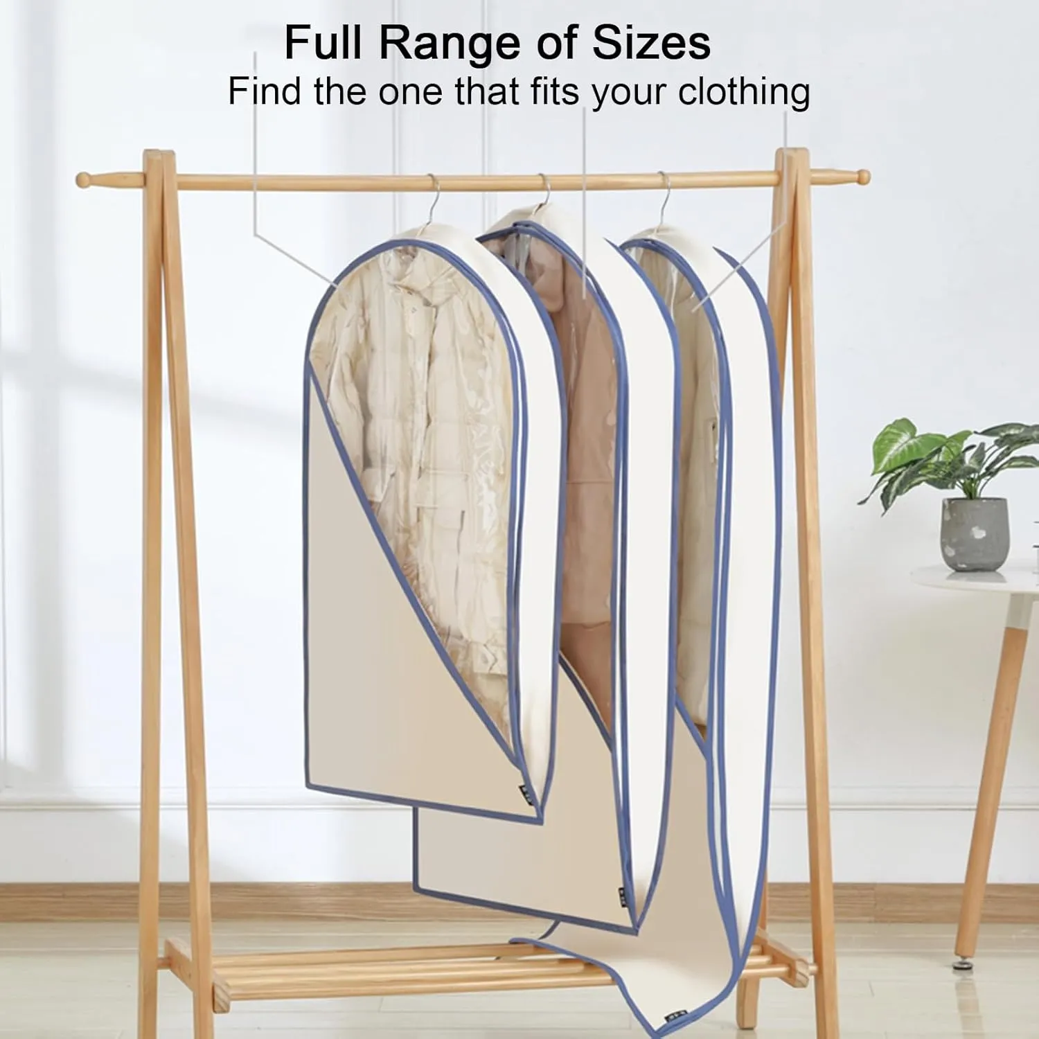 Garment Bags, Suit Bag, Made of Cotton Canvas with Large Transparent Windows, Suitable for Down Jackets and Mink Coats(Blue,60x110cm x43in)