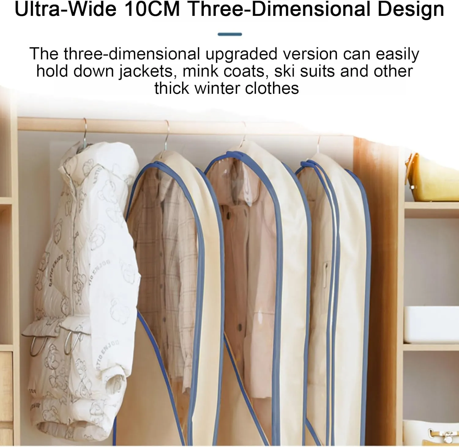 Garment Bags, Suit Bag, Made of Cotton Canvas with Large Transparent Windows, Suitable for Down Jackets and Mink Coats(Blue,60x110cm x43in)