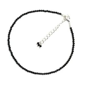 Gempires Black Tourmaline Anklet for Women, Tourmaline Beads, Handmade Anklets, Healing Crystal Anklets for Women, Silver Plated Adjustable Chain 9 inches (2 inch extender)