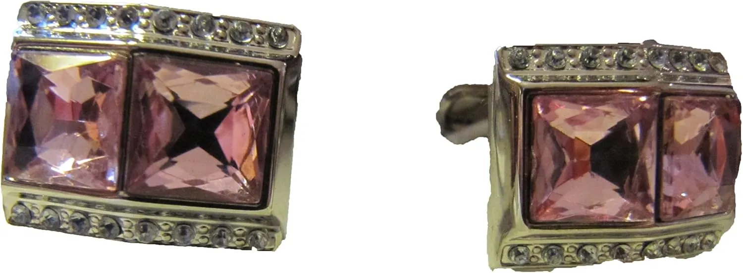 Geoffrey Beene Cufflinks Mens Pink & Silver