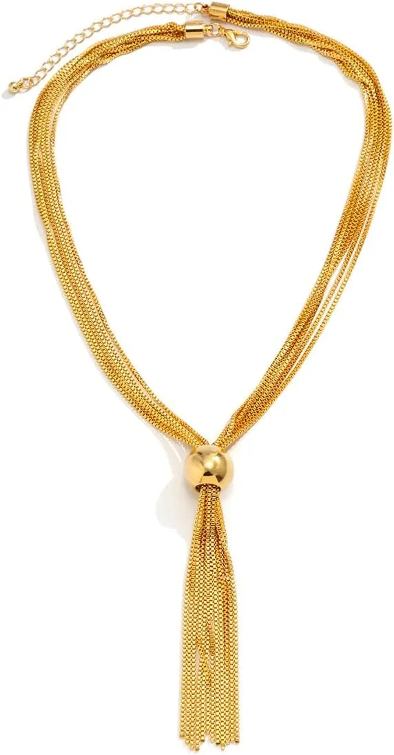 Geometric Sphere Necklace for Women Chunky Choker Necklace Chains Geometric Sphere Long Necklace Jewelry