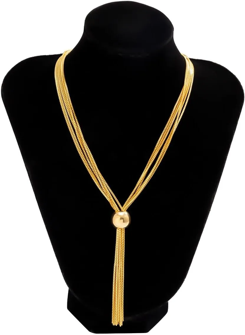 Geometric Sphere Necklace for Women Chunky Choker Necklace Chains Geometric Sphere Long Necklace Jewelry