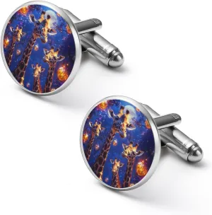 Giraffe Moon Men's Cufflinks Classic Tuxedo Alloy Shirts Accessories for Business Party Wedding