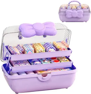 Girls Hair Accessories Storage Box Bow Switch Organizer Box Jewelry Box, Plastic Hair Ties Holder Hair Clips Container Headbands Organizer Gift for Baby Girls Multipurpose Organizer and Portable