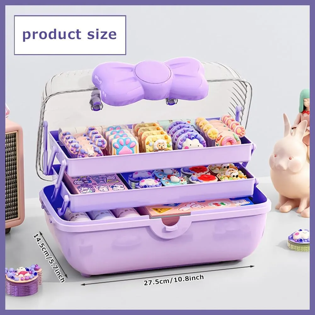 Girls Hair Accessories Storage Box Bow Switch Organizer Box Jewelry Box, Plastic Hair Ties Holder Hair Clips Container Headbands Organizer Gift for Baby Girls Multipurpose Organizer and Portable