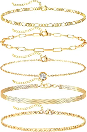 Gold Ankle Bracelets for Women Anklets 14K Plated Waterproof Boho Bead Adjustable Anklet Hawaiian Summer Foot Jewelry Women Beach Fashion Gifts
