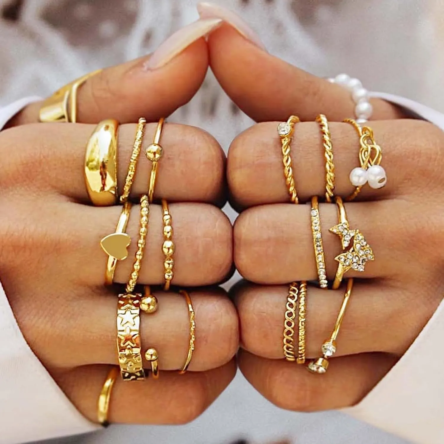 Gold Rings for Women Stackable Rings Gifts Trendy Stuff Simple Star butterfly Knuckle Rings Set Boho Rings Cute Stuff Birthday Gifts for Women