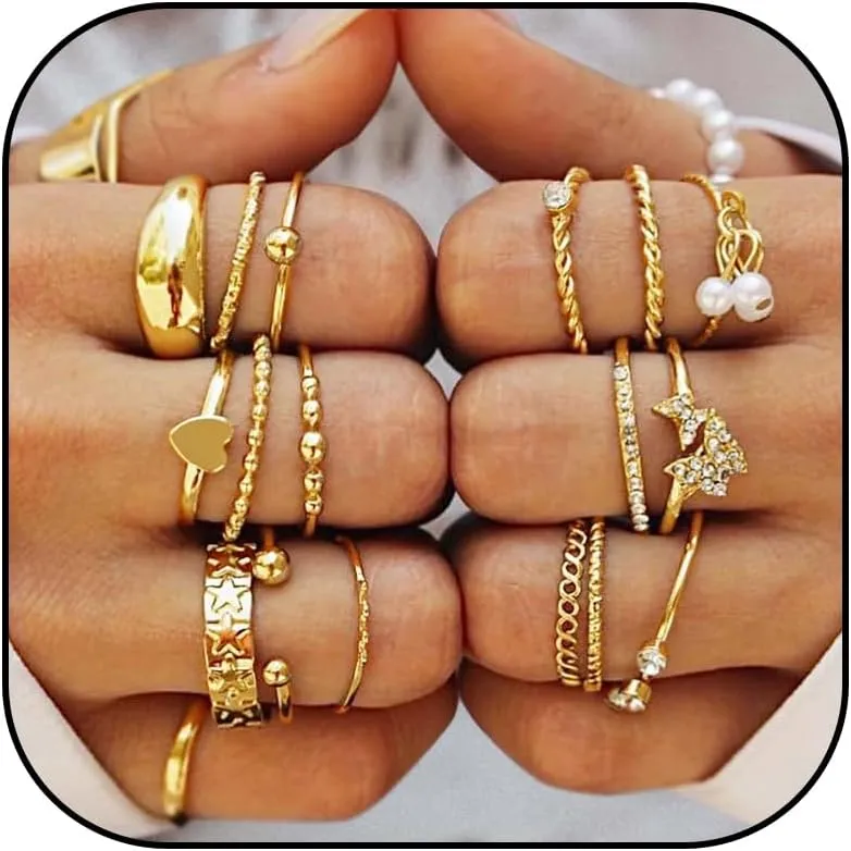 Gold Rings for Women Stackable Rings Gifts Trendy Stuff Simple Star butterfly Knuckle Rings Set Boho Rings Cute Stuff Birthday Gifts for Women