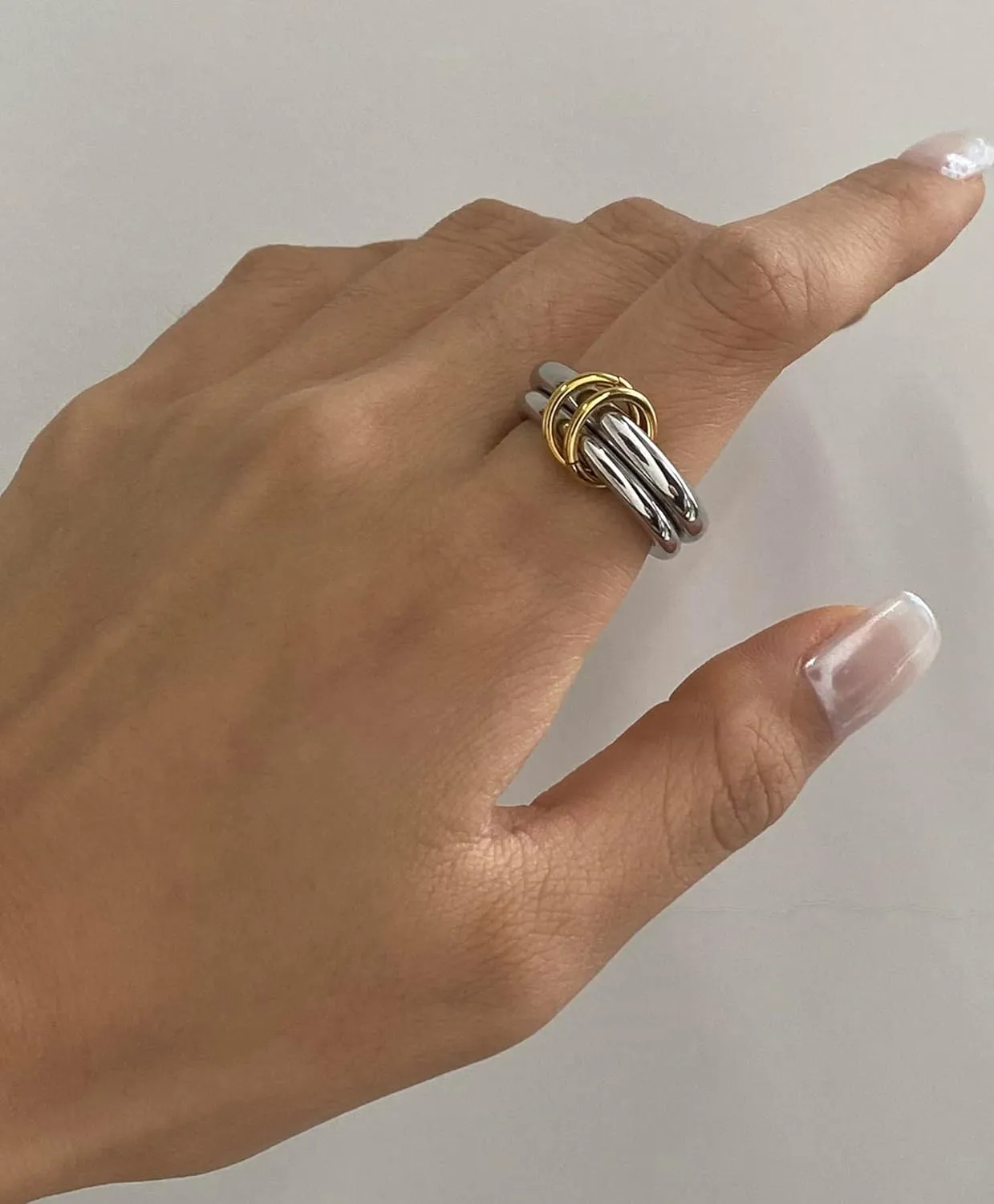 Gold Stackable Rings for Women, Multicolored Connect Rings Set, Dainty Stackable 18k Gold Plated Knuckle Spinelli Rings for Women Jewelry Gift