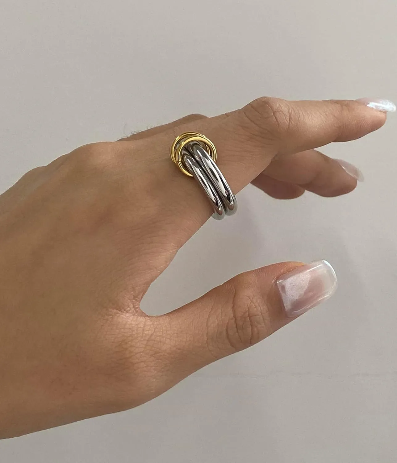 Gold Stackable Rings for Women, Multicolored Connect Rings Set, Dainty Stackable 18k Gold Plated Knuckle Spinelli Rings for Women Jewelry Gift