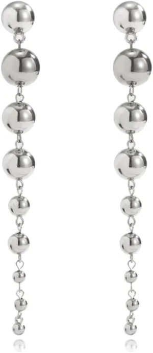Gold/Silver Long Ball Drop Earrings for Women Metal Earrings Women Dangle Ball Earrings Trendy Dangling Jewelry Earrings