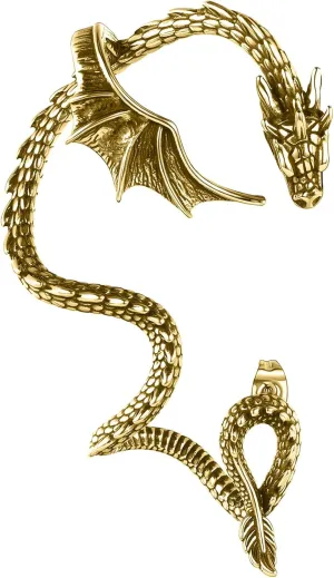 Gothic Dragon Ear Cuff - 1pcs Retro Silver Punk Hip Hop Stainless Steel Snake Dragon Cuff Earring Cartilage Climber Ear Wrap Ear Earrings Stud Wrap Snake Earrings for Women or Men