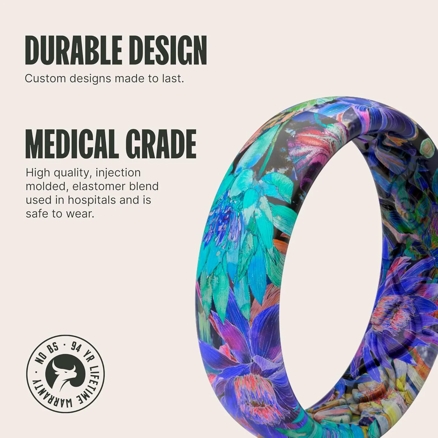 Groove Life Aspire Silicone Ring Breathable Rubber Wedding Rings for Women, Lifetime Coverage, Unique Design, Comfort Fit Ring