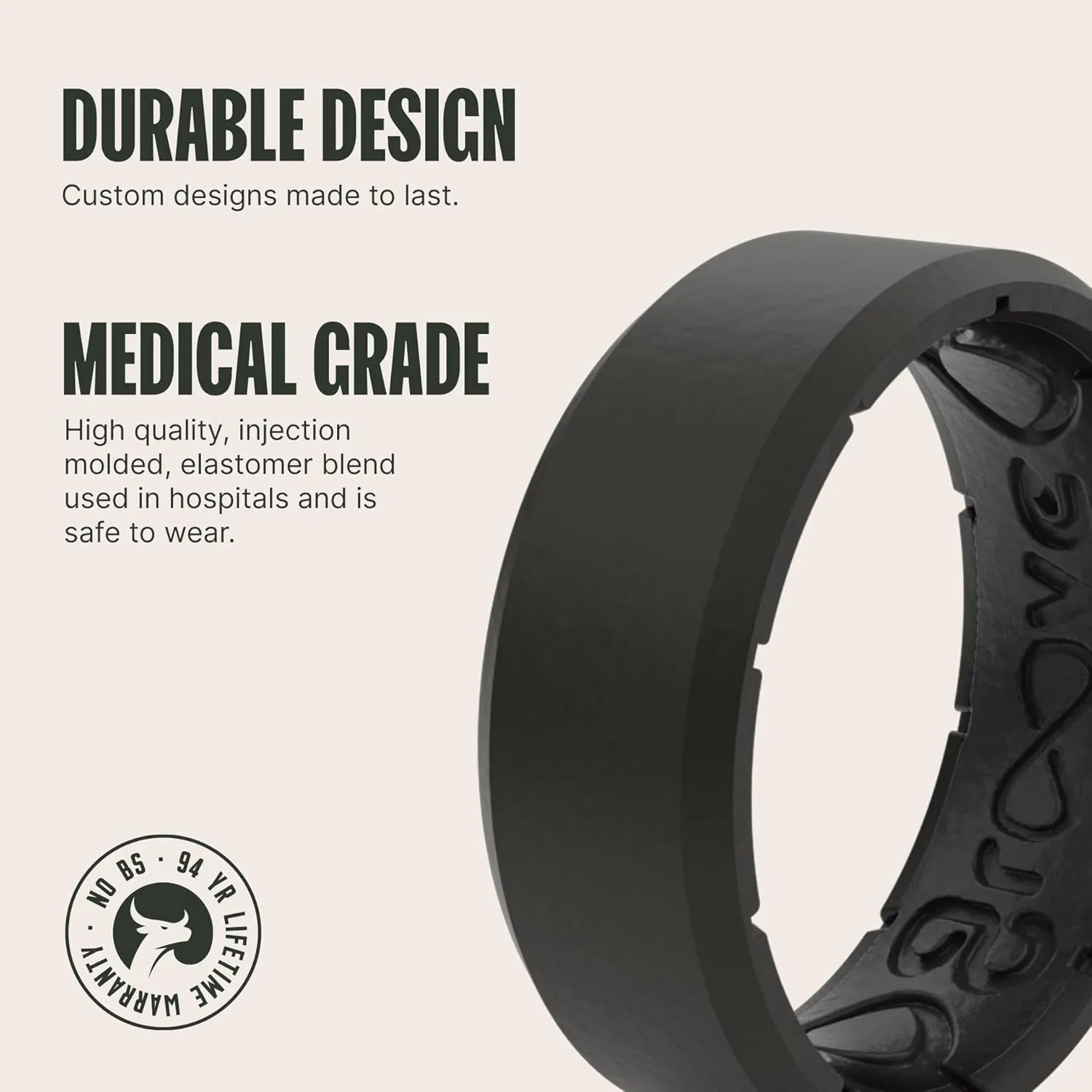 Groove Life Edge Silicone Ring - Breathable Rubber Wedding Rings for Men, Lifetime Coverage, Unique Design, Comfort Fit Ring