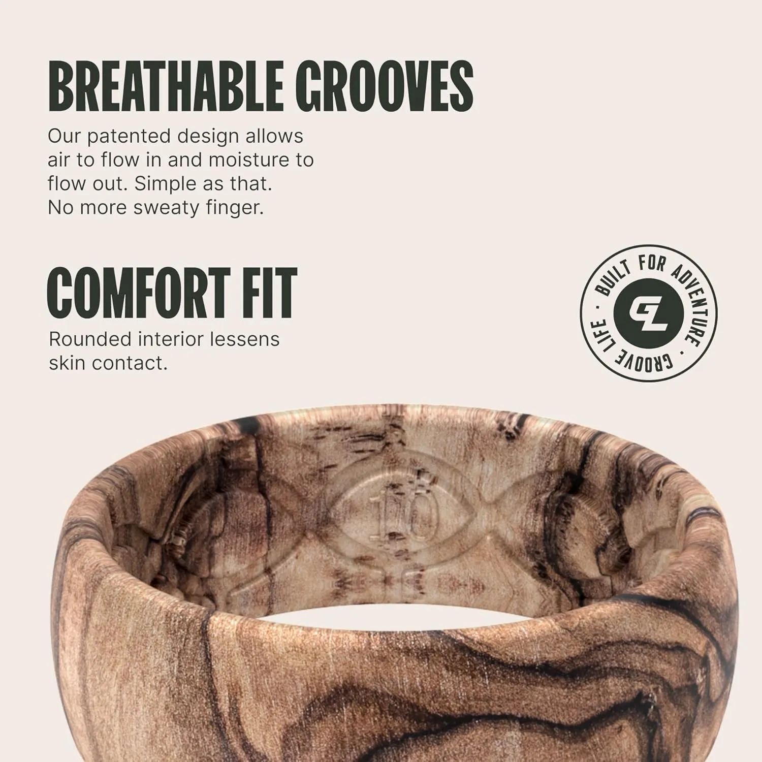 Groove Life Nomad Silicone Ring Breathable Rubber Wedding Rings for Men, Lifetime Coverage, Unique Design, Comfort Fit Ring