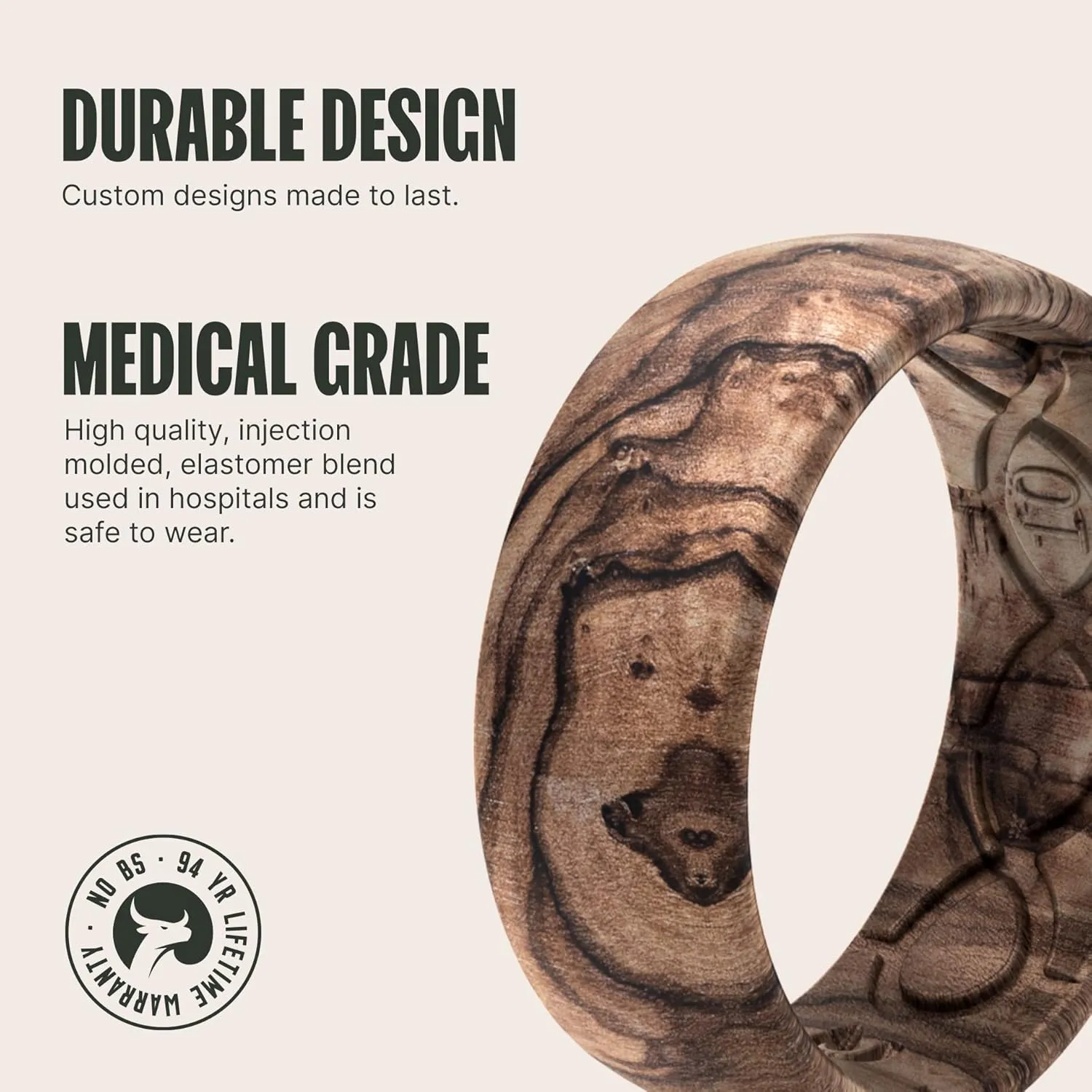 Groove Life Nomad Silicone Ring Breathable Rubber Wedding Rings for Men, Lifetime Coverage, Unique Design, Comfort Fit Ring
