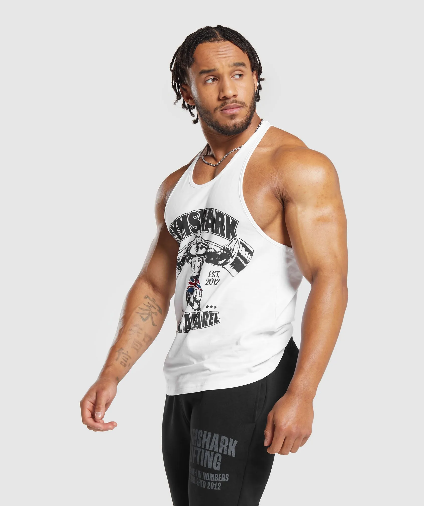 Gymshark Lifting Apparel Stringer - White