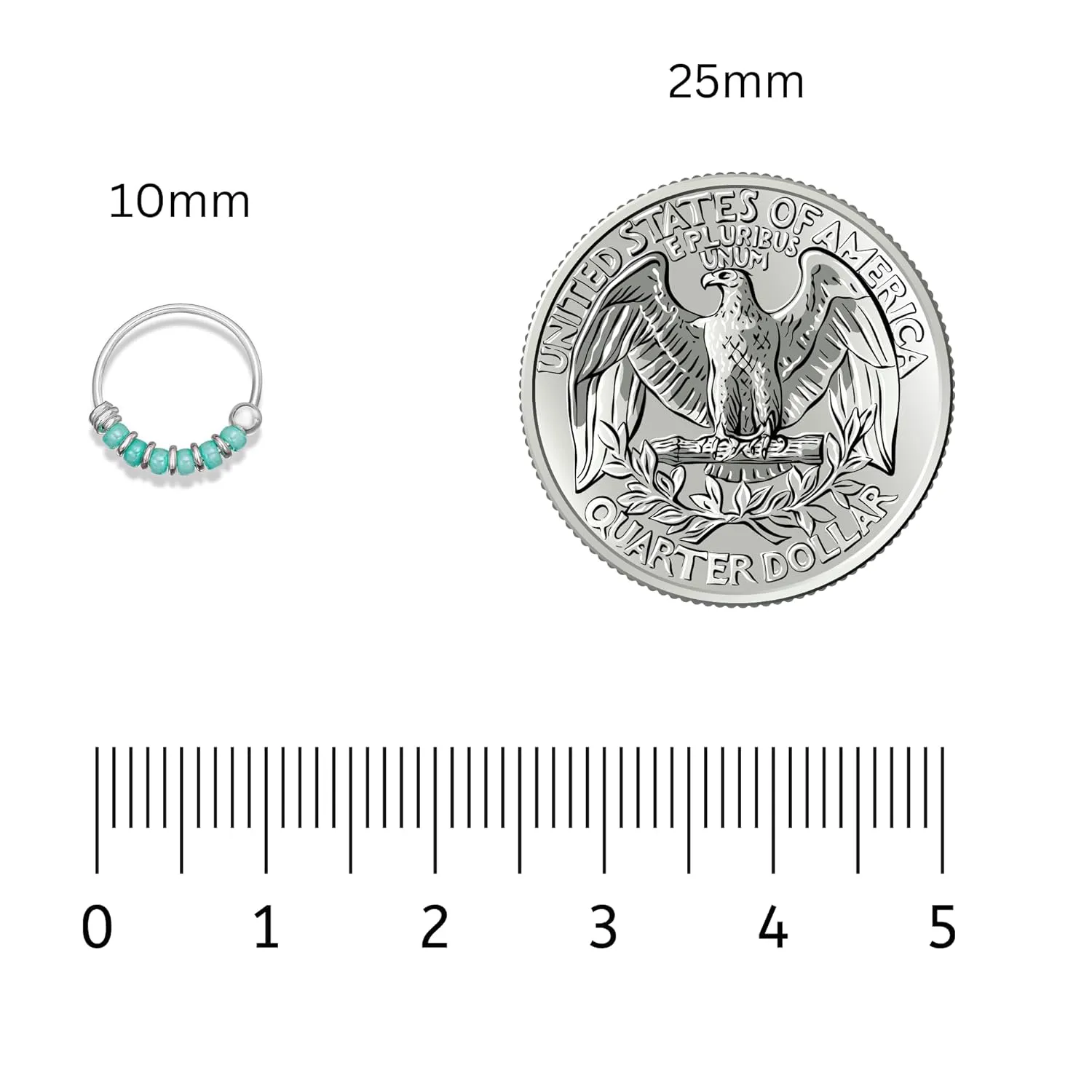 Handmade Silver Pair Small 10MM Cartilgae Helix Piercing Beaded Hoop Earrings, 925 Sterling Silver, Light Blue Color Beads Thin 22Gauge Hoops for women, By Miya Jewelry Creations (Light Blue)