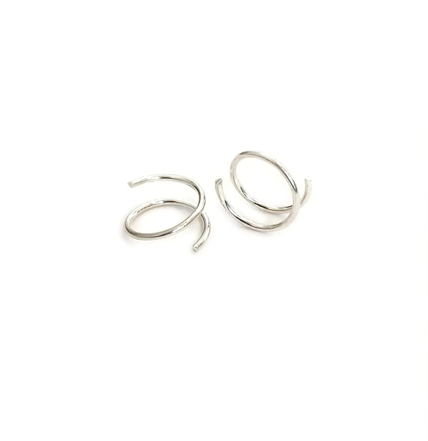 Handmade Tiny Sterling Silver Double Twist Loop Earrings for Women - Double Hoop Earrings for Single Piercing, 7mm Huggie Earring, Giftable (sterling-silver)