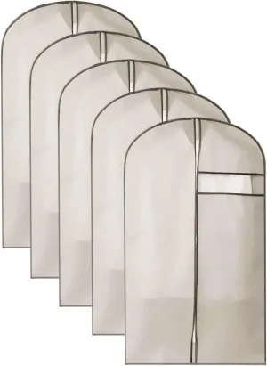 Hanging Garment Bag, Clothing Covers for Hanging Clothes, Equipped with Metal Zipper and Transparent Window, Suitable for Storing Clothes(Beige,60x125cm x49in)
