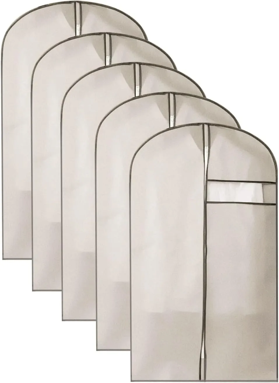 Hanging Garment Bag, Clothing Covers for Hanging Clothes, Equipped with Metal Zipper and Transparent Window, Suitable for Storing Clothes(Beige,60x125cm x49in)