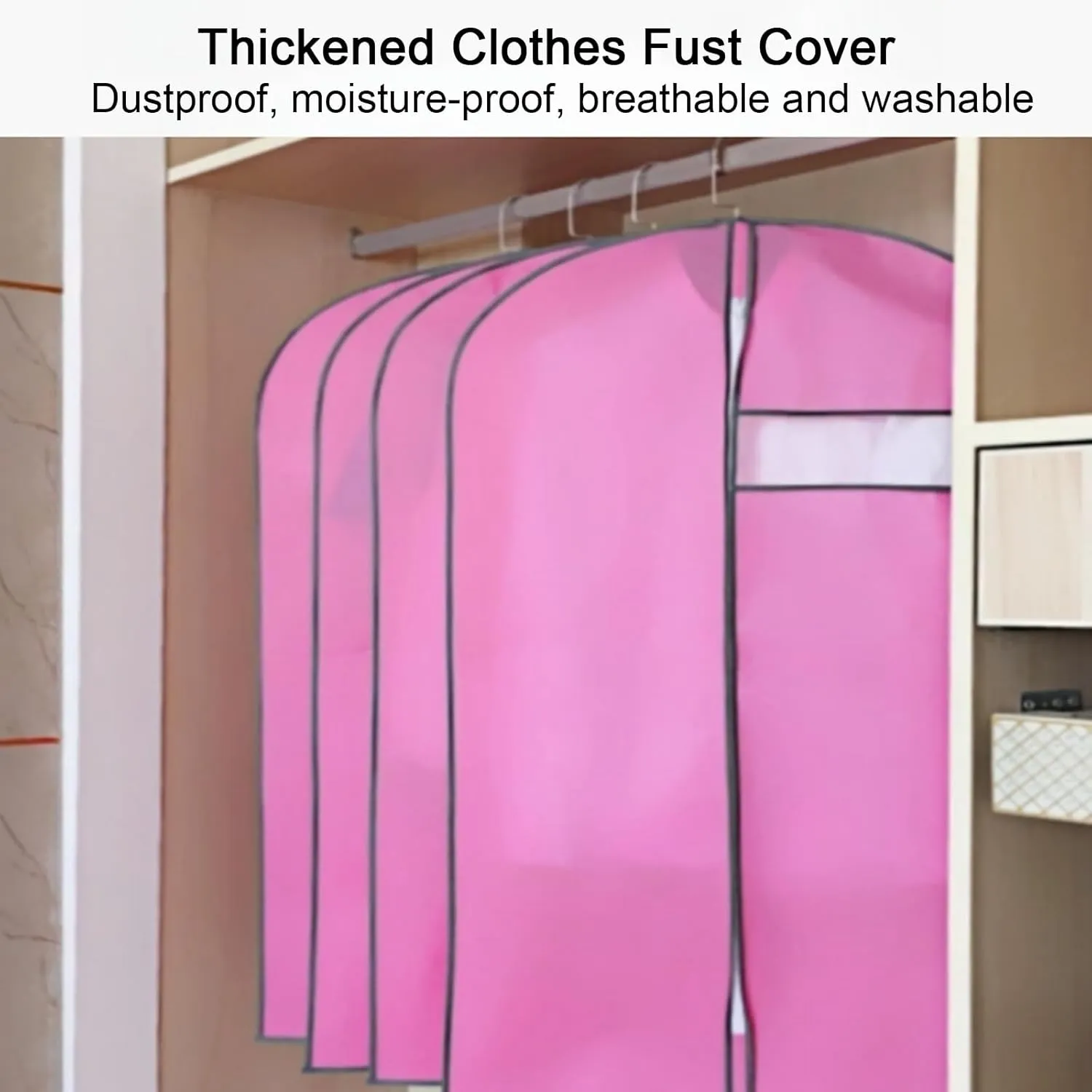 Hanging Garment Bag, Clothing Covers for Hanging Clothes, Equipped with Metal Zipper and Transparent Window, Suitable for Storing Clothes(Gray,60x105cm x41in)