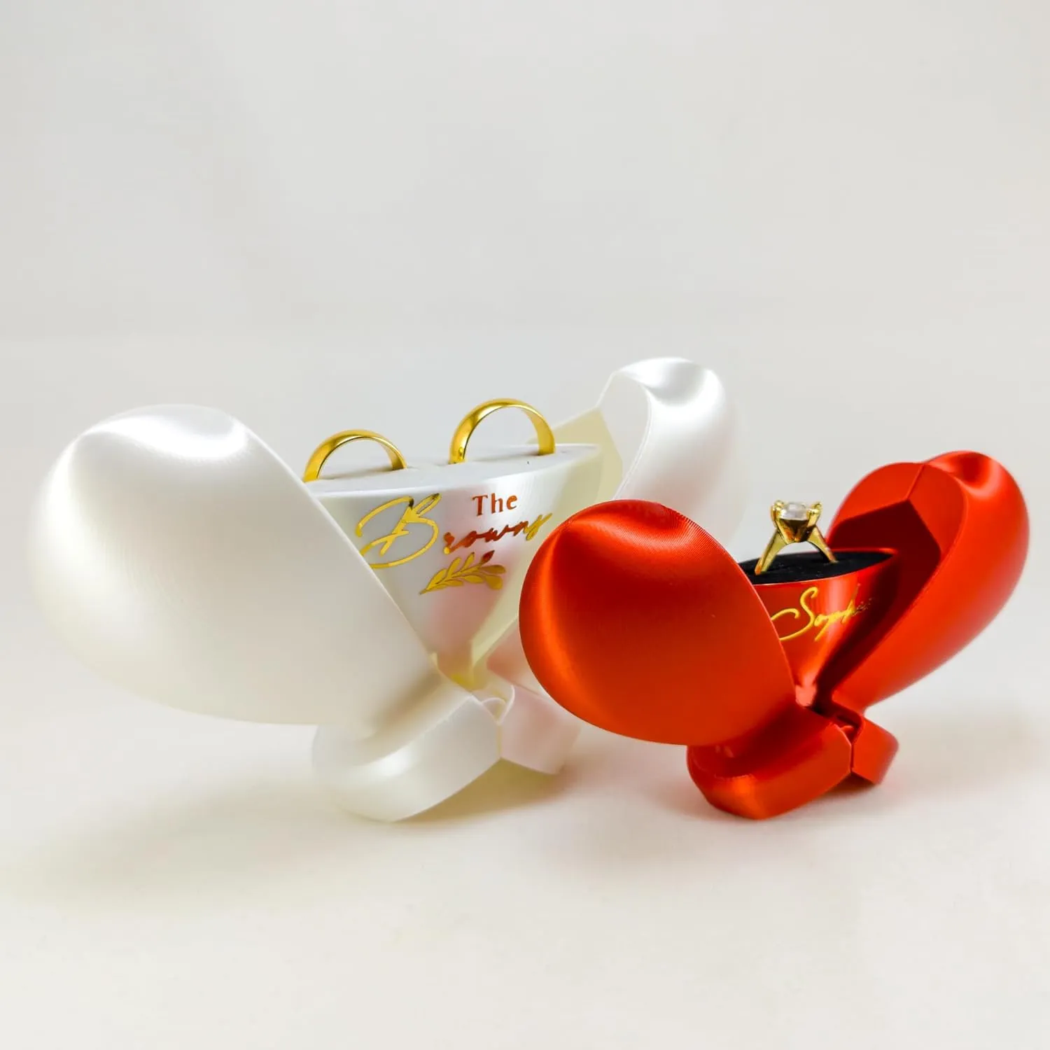 Heart Shaped Ring Gift Box Romantic Unique Design Ring Holder Jewelry Case For Gifts, Wedding, Engagement, Proposal, Birthday and Anniversary (Custom/Personalized)