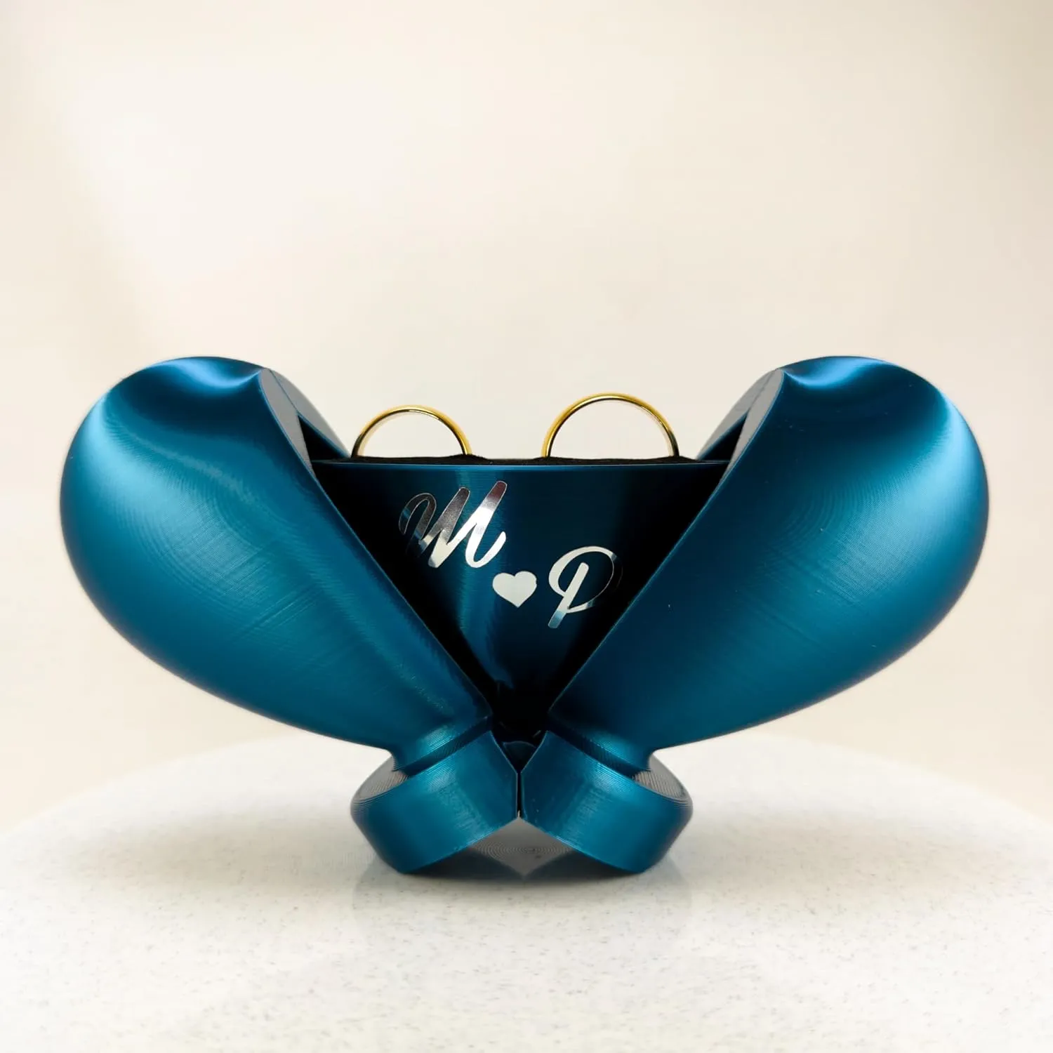 Heart Shaped Ring Gift Box Romantic Unique Design Ring Holder Jewelry Case For Gifts, Wedding, Engagement, Proposal, Birthday and Anniversary (Custom/Personalized)