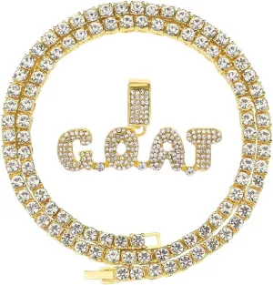 HH BLING EMPIRE Iced Out Pendant Chains for Men Silver Gold Diamond Letter Name Necklaces for Boy Hip Hop Goat Chains Rapper Jewelry Gifts