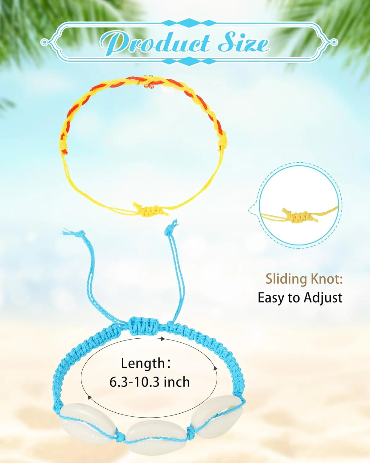 Hicarer 21 Pieces Surfer Wave Bracelet Ocean Wave Adjustable Waterproof Handmade Friendship Bracelet Anklet Jewelry for Women