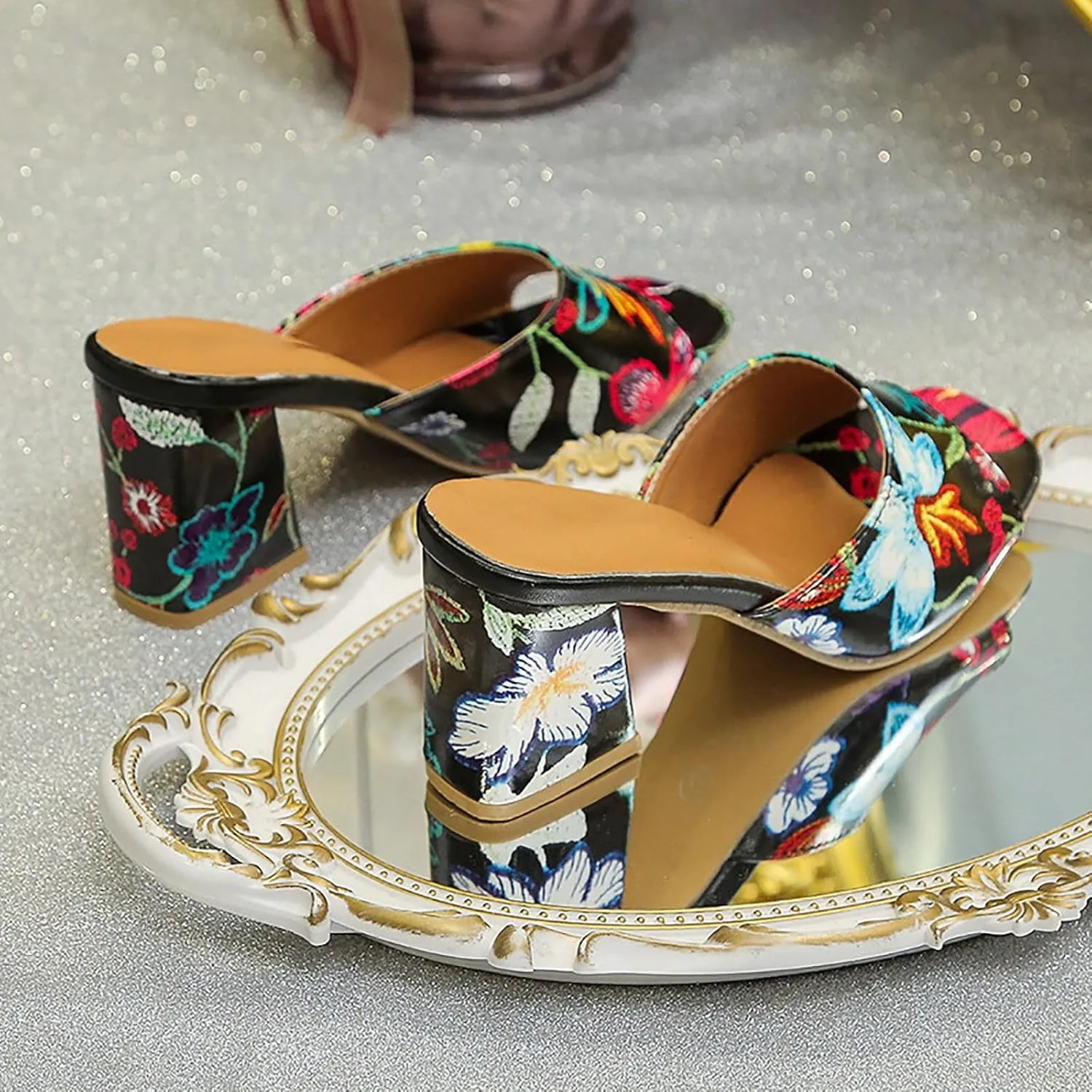 High Heel Sandals For Women Open Toe Chunky Heel Beach Sandal Fish Mouth Slingback Mules Comfortable Slip On Dress Shoes