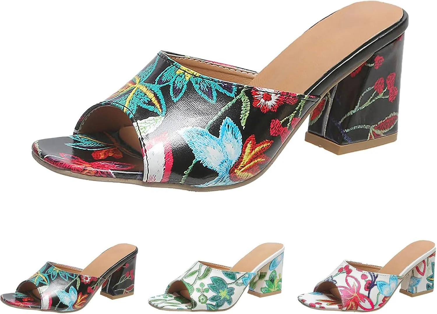 High Heel Sandals For Women Open Toe Chunky Heel Beach Sandal Fish Mouth Slingback Mules Comfortable Slip On Dress Shoes