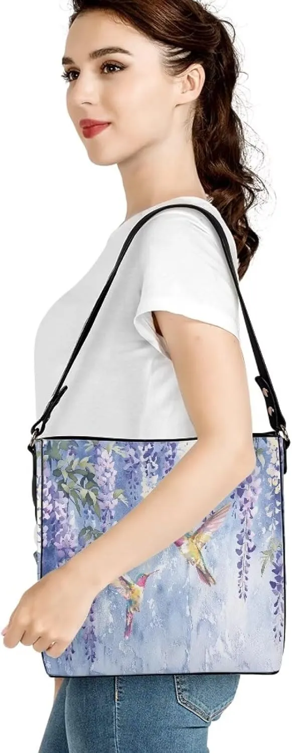 HUGS IDEA Handbags for Women Large Capacity Hobo Bags Leather Bucket Top-handle Purse