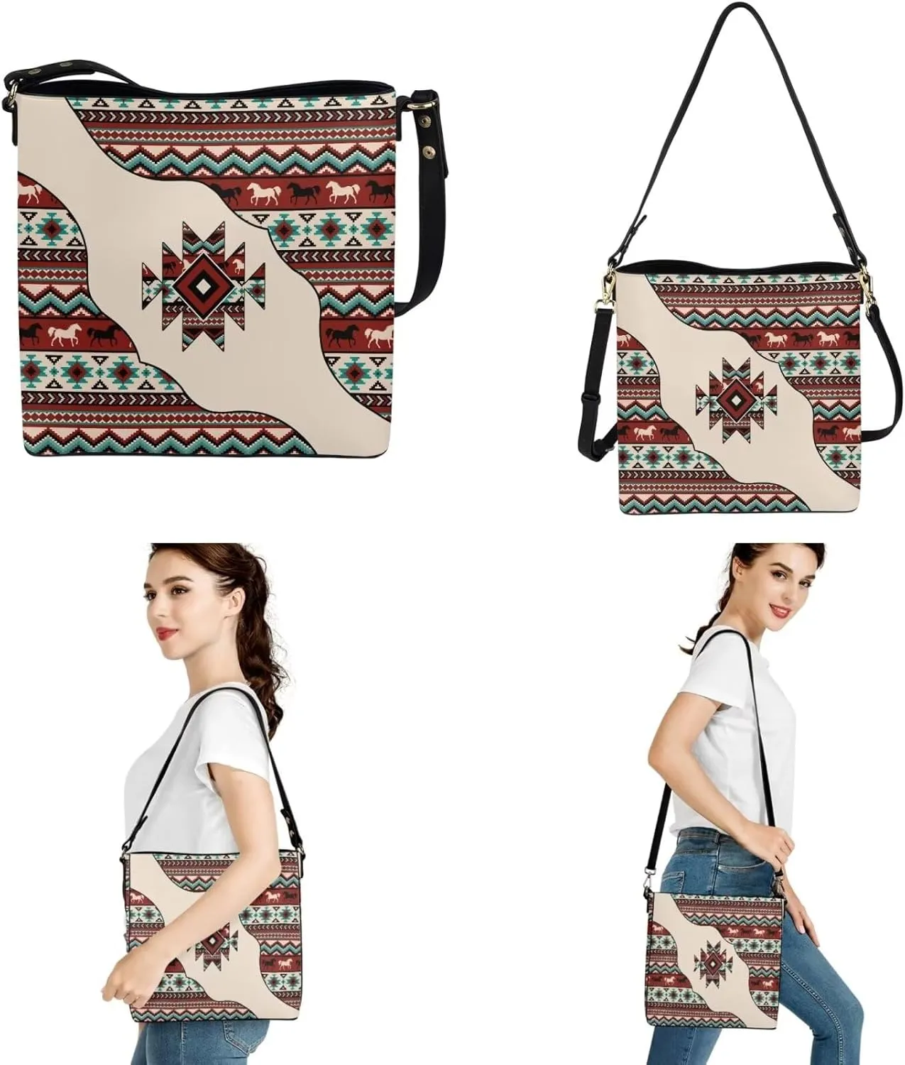 HUGS IDEA Hobo Bucket Satchel Bag for Womens Tote Handbag Set Cross Body Bags Cute Shoulder Purse