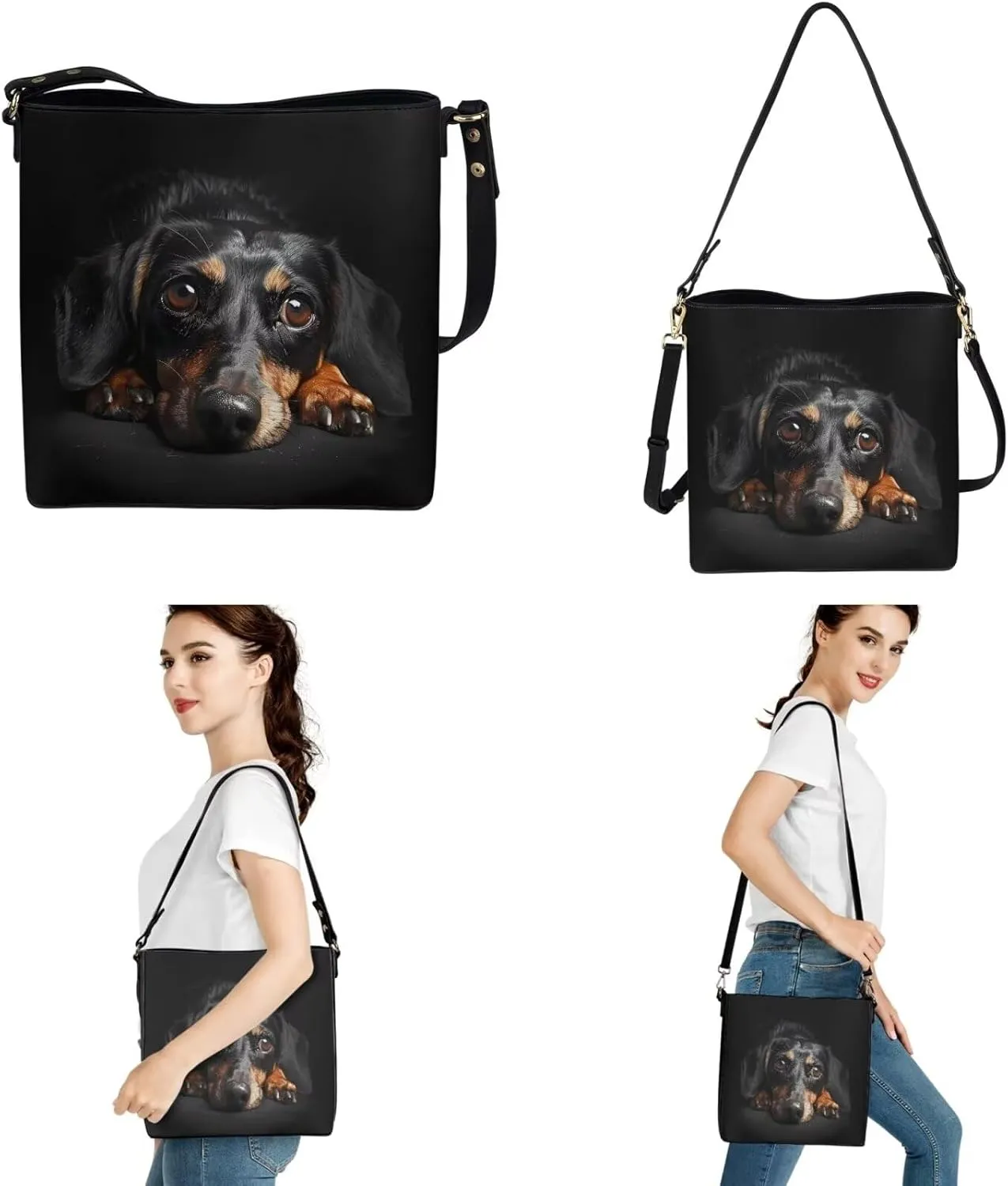 HUGS IDEA Hobo Bucket Satchel Bag for Womens Tote Handbag Set Cross Body Bags Cute Shoulder Purse