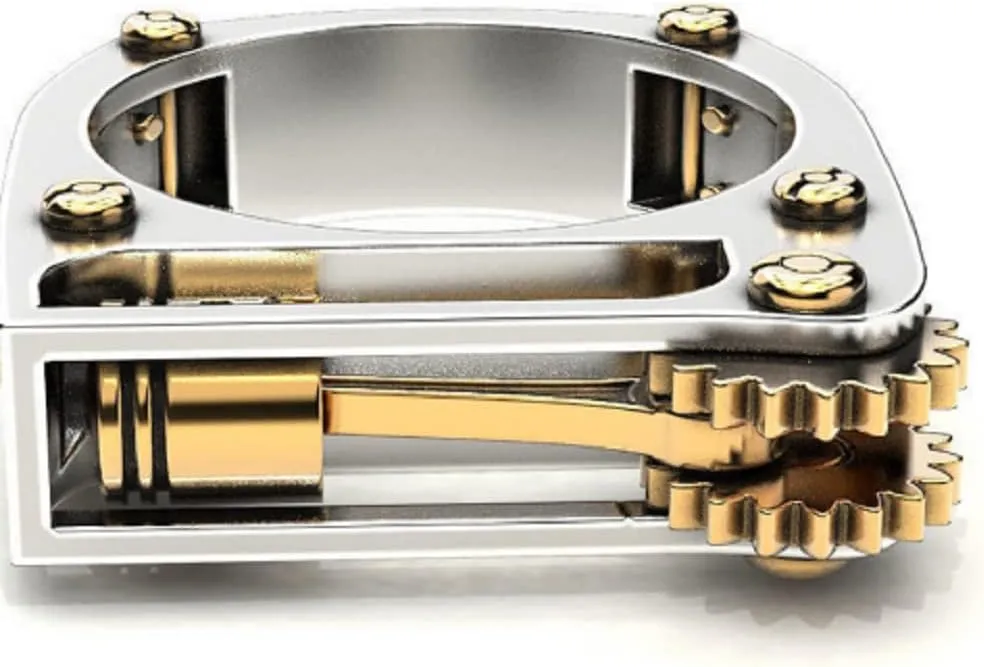 HUKQBUNX 925 Sterling Silver unique design mechanical gear Steampunk two-color men's and women's universal ring size 6-10
