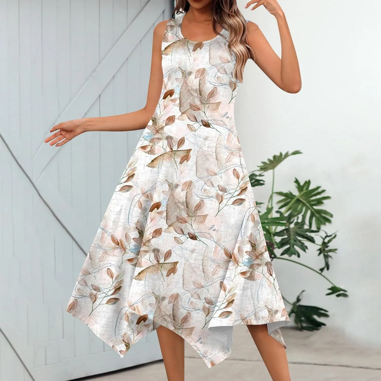 HXHYQKP Plus Size Dresses for Curvy Women - Sleeveless Summer Maxi Sun Dresses with Pockets
