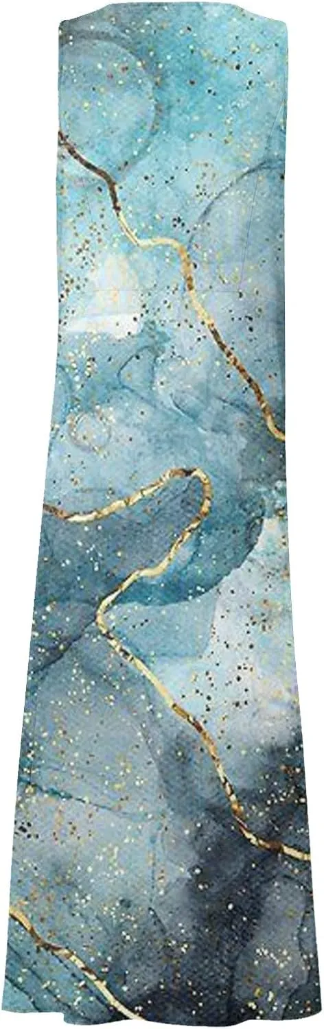 HXHYQKP Plus Size Dresses for Curvy Women - Sleeveless Summer Maxi Sun Dresses with Pockets