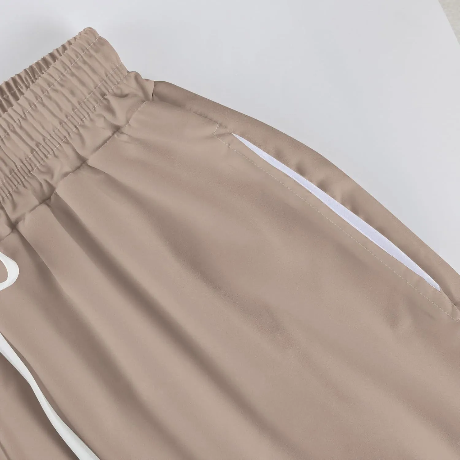 HXHYQKP Wide Leg Pants for Women Summer Beach Palazzo Pants High Elastic Waist Drawstring Trouser with Pockets