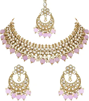 I Jewels Gold Plated Unique Design Multi layer Statement Handmade Choker Necklace Jewellery & Jhumka Earring Set For Women