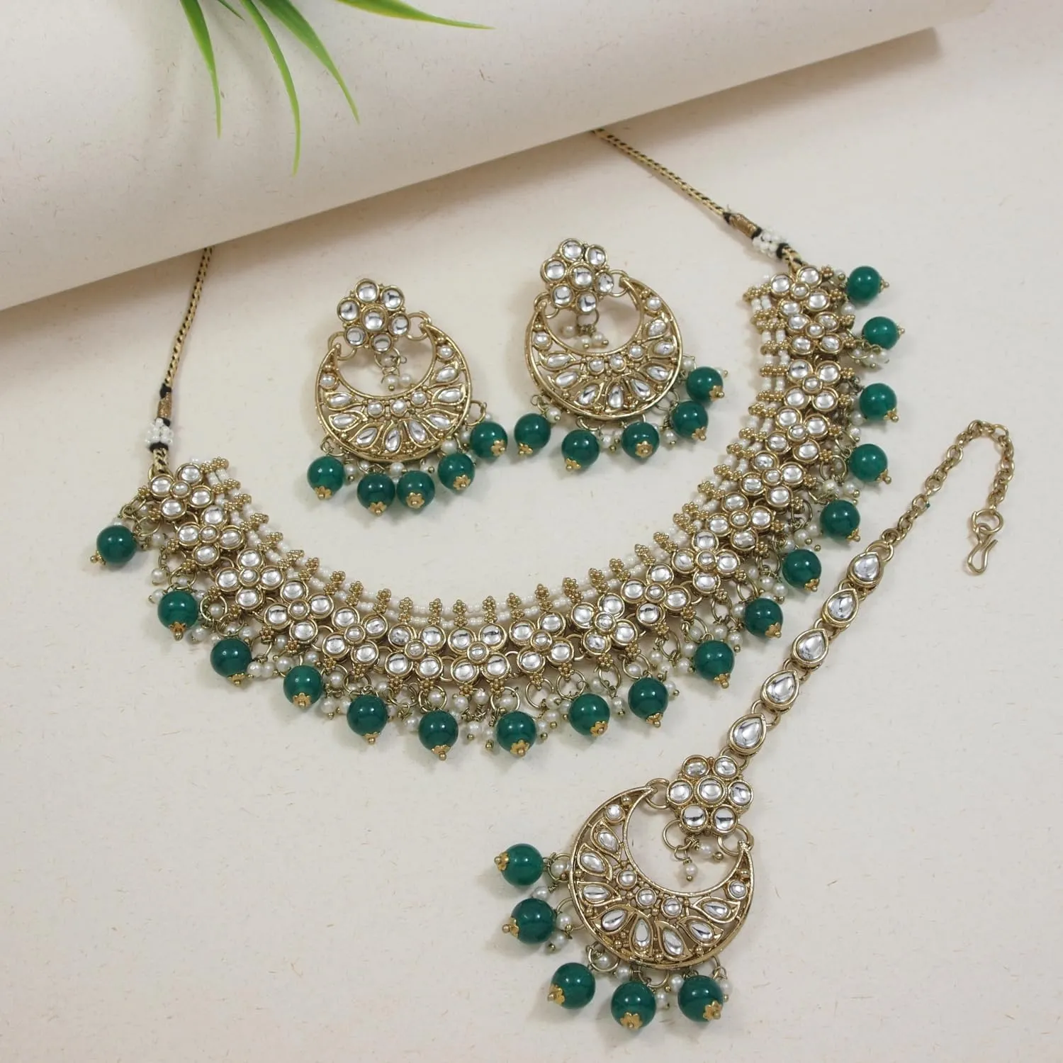 I Jewels Gold Plated Unique Design Multi layer Statement Handmade Choker Necklace Jewellery & Jhumka Earring Set For Women
