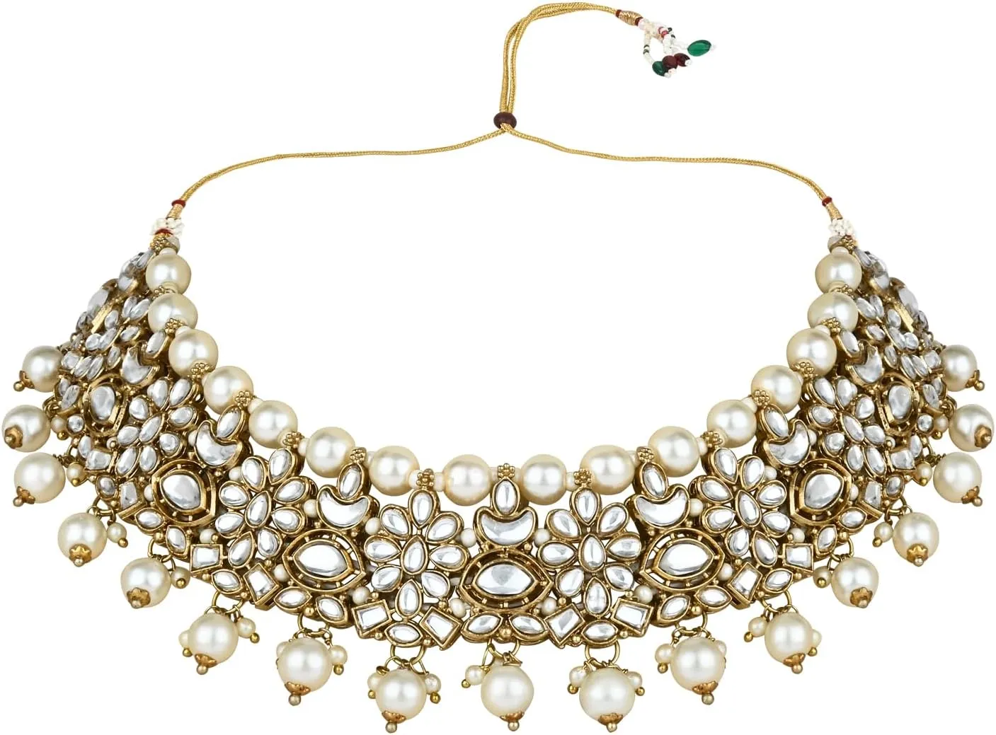 I Jewels Gold Plated Unique Design Multi layer Statement Handmade Choker Necklace Jewellery & Jhumka Earring Set For Women