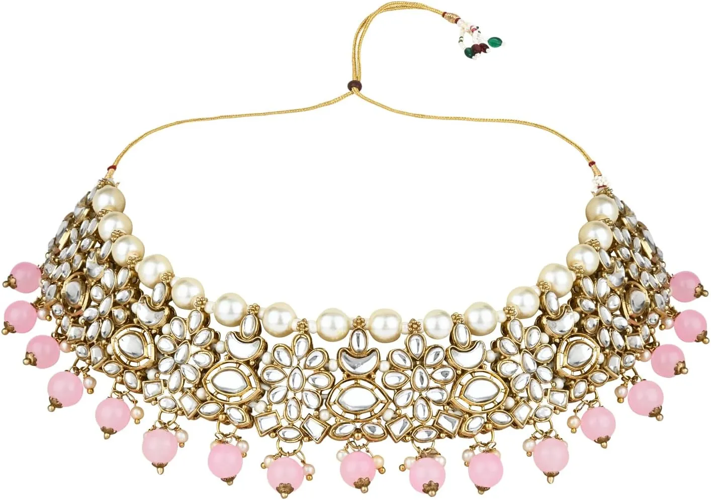 I Jewels Gold Plated Unique Design Multi layer Statement Handmade Choker Necklace Jewellery & Jhumka Earring Set For Women
