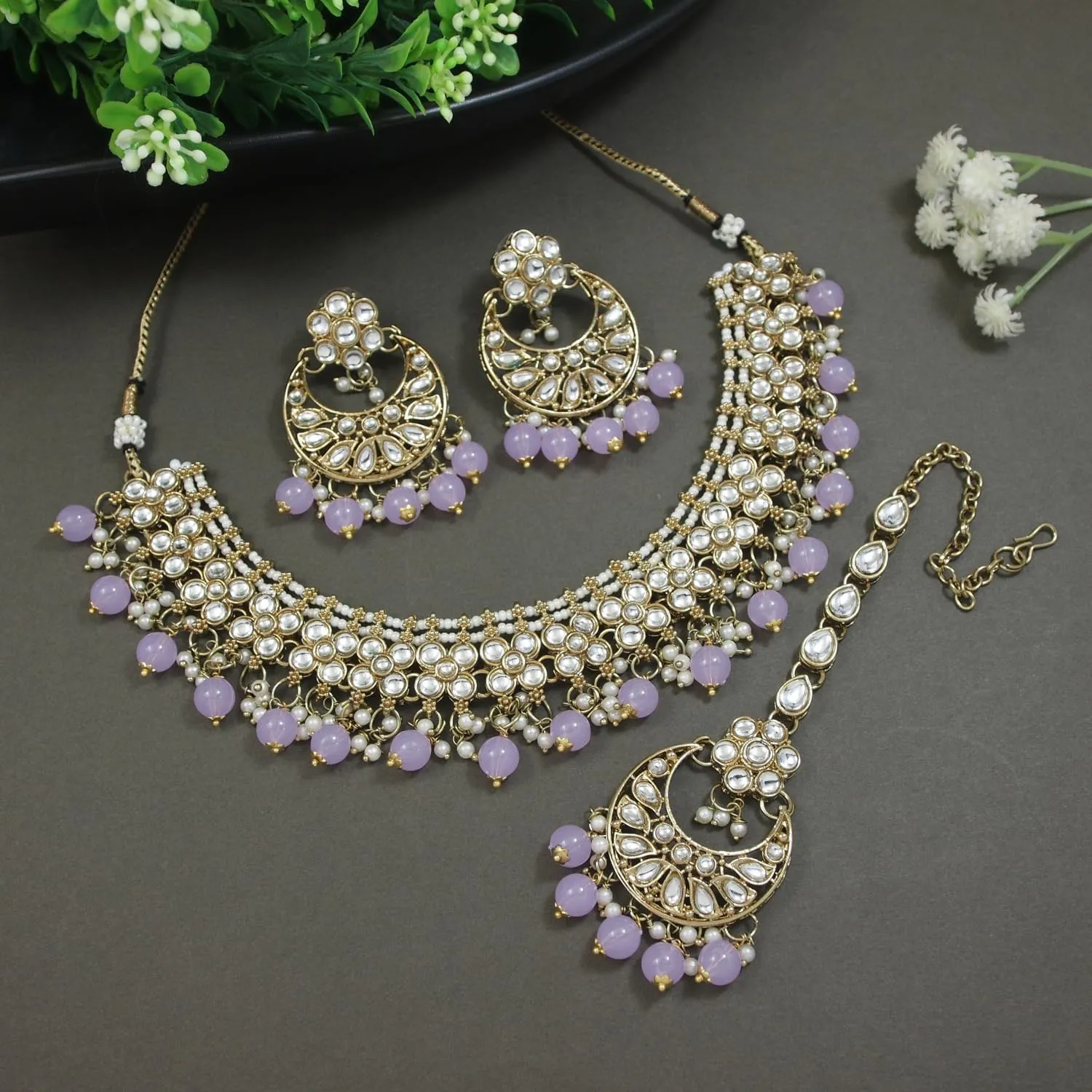I Jewels Gold Plated Unique Design Multi layer Statement Handmade Choker Necklace Jewellery & Jhumka Earring Set For Women