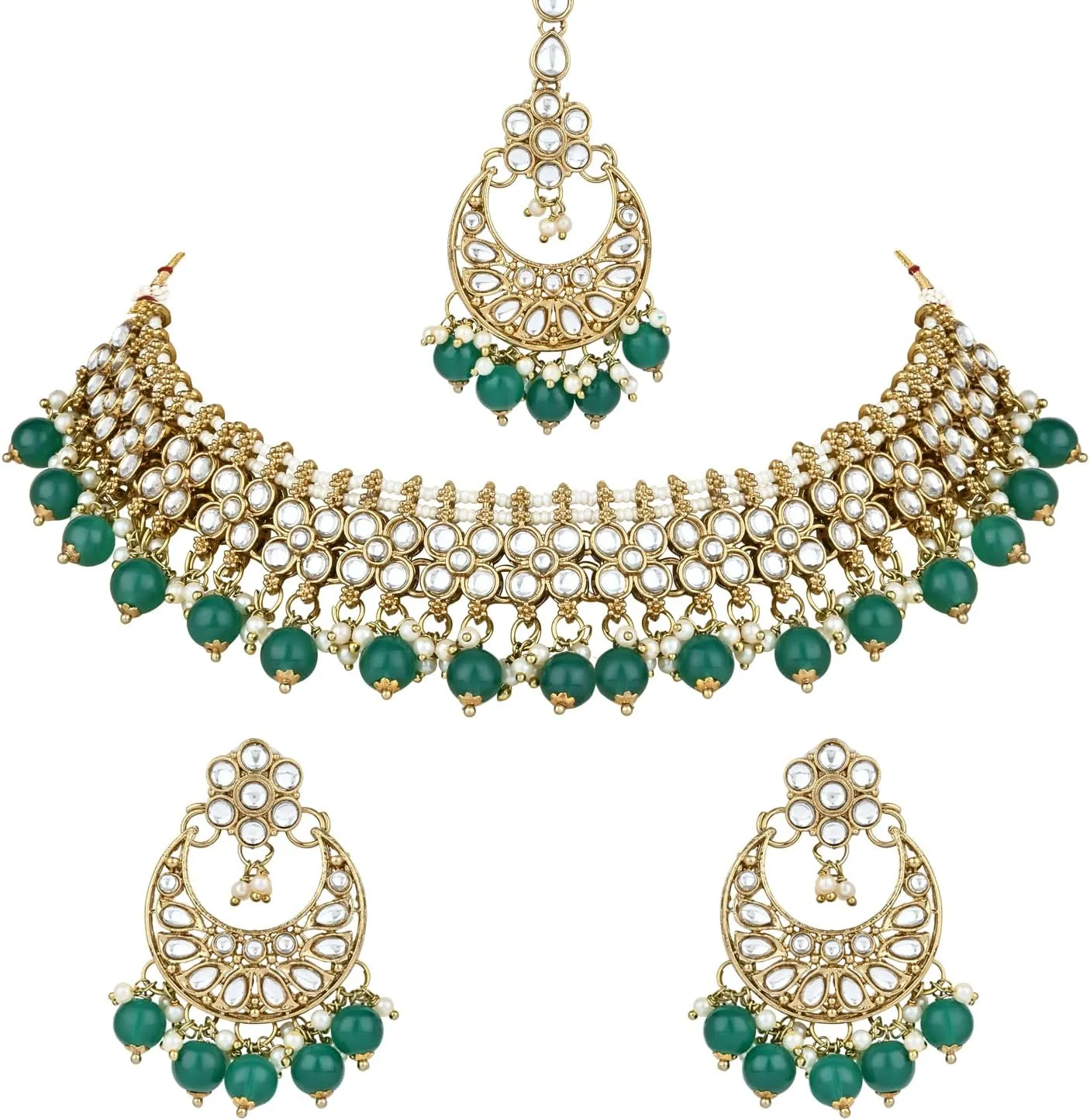 I Jewels Gold Plated Unique Design Multi layer Statement Handmade Choker Necklace Jewellery & Jhumka Earring Set For Women