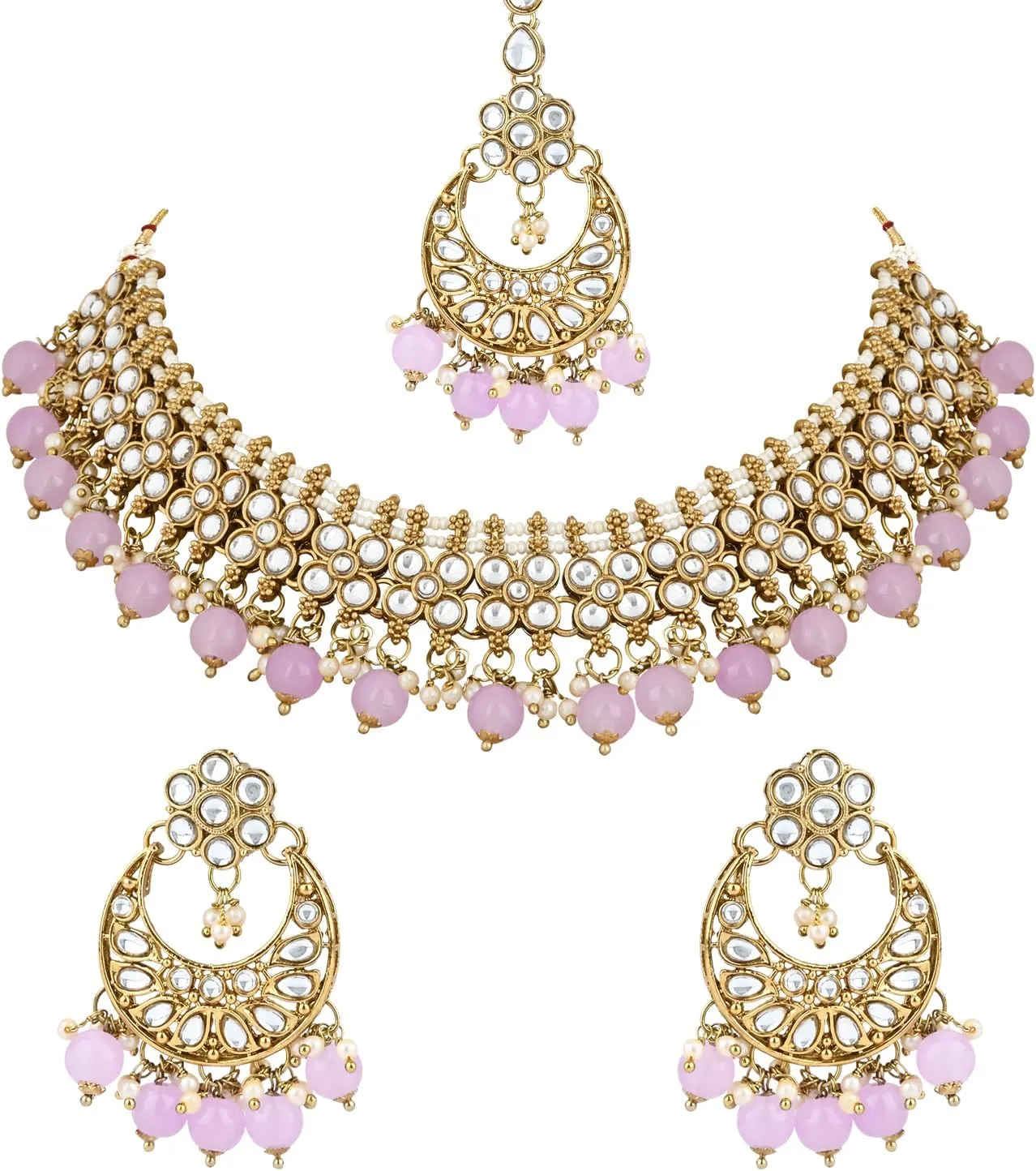 I Jewels Gold Plated Unique Design Multi layer Statement Handmade Choker Necklace Jewellery & Jhumka Earring Set For Women