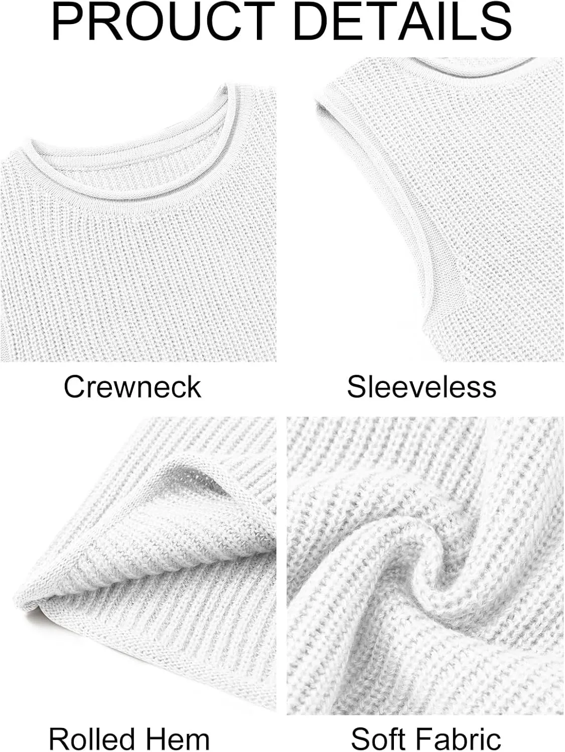 Imily Bela Womens Sleeveless Sweater Vest Casual Crewneck Loose Fit Knit Tank Tops Lightweight Trendy Summer Ribbed Pullover