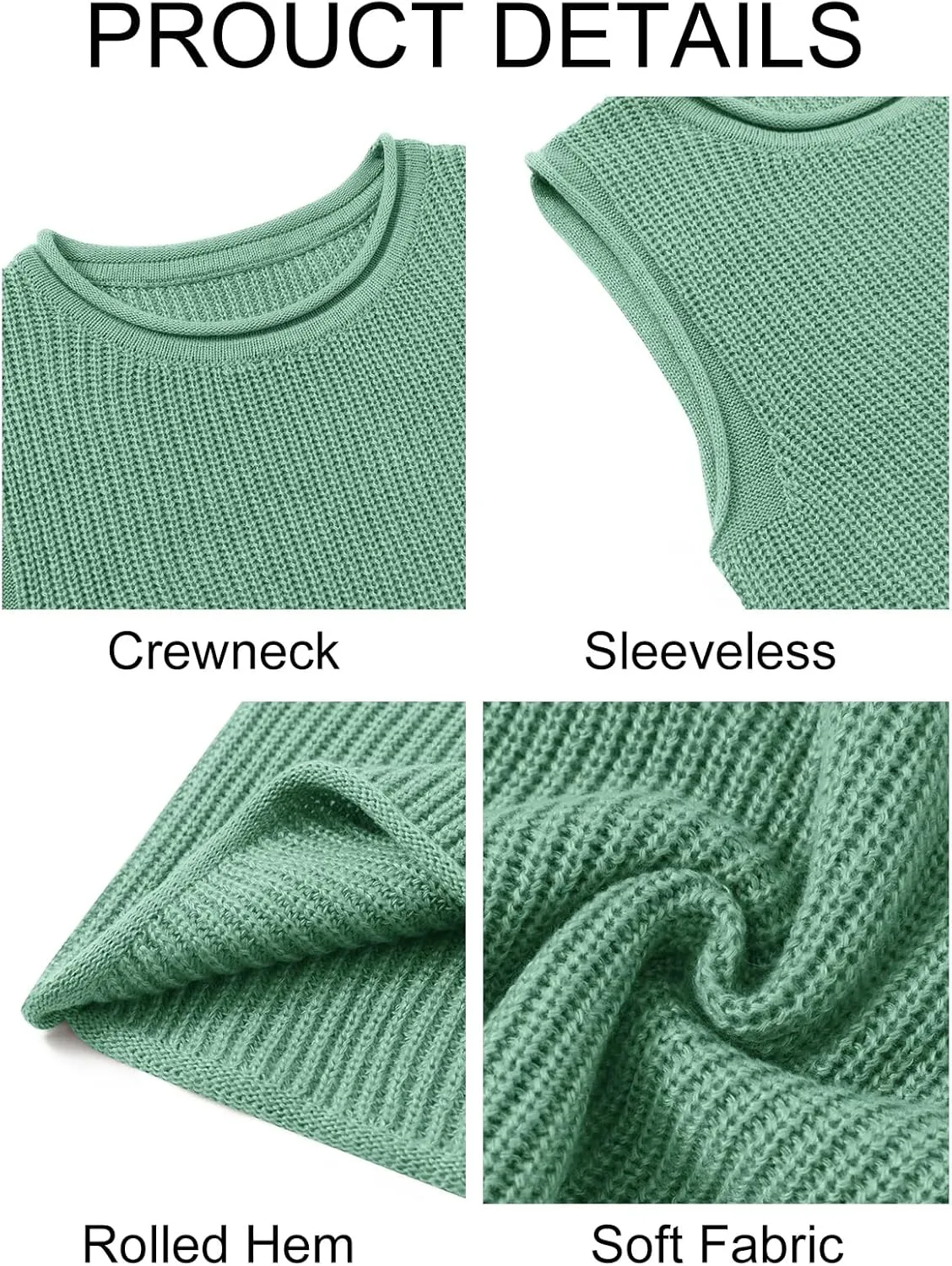 Imily Bela Womens Sleeveless Sweater Vest Casual Crewneck Loose Fit Knit Tank Tops Lightweight Trendy Summer Ribbed Pullover
