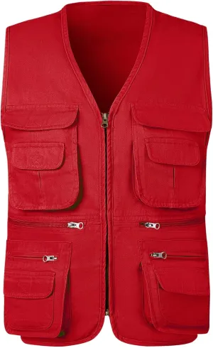 Jade Hare Men's Lightweight Fishing Safari Vest Travel Outdoor Work Sleeveless Jacket Cargo Vests Military Shooting Clothing