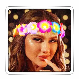 JEWEKY Light Up Flower Headband Led Plumeria Hair Band Glowing Hawaiian Hairband Summer Floral Hair Accessories for Women and Girls